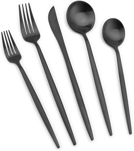Matte black silverware set - black,