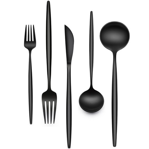 Piece black silverware set - 30-piece,